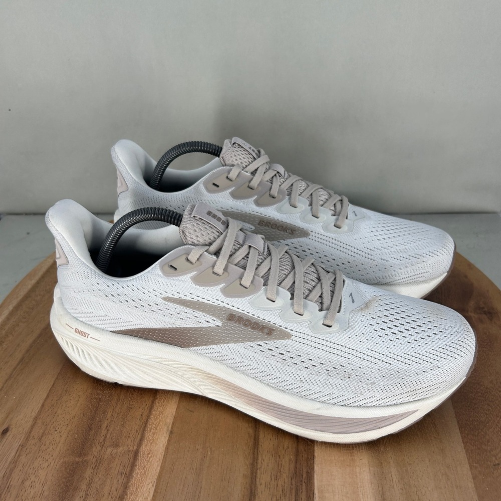 Brooks Ghost 17 Womens Running Shoes White Oyster Mushroom 1204311B092 11.5 B